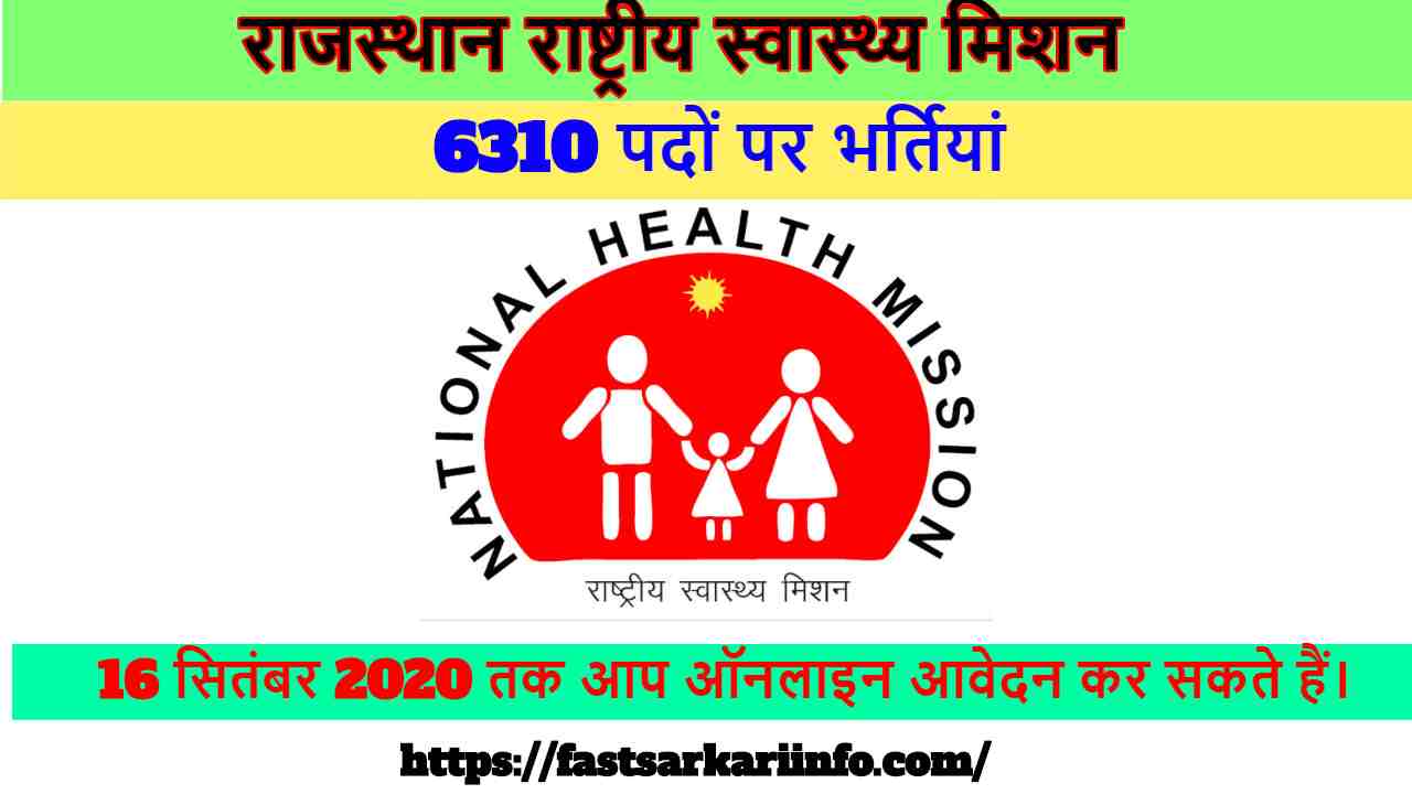 राजस्थान राष्ट्रीय स्वास्थ्य मिशन ने निकाली 6310 खाली पदों पर भर्तियां जल्दी करें आवेदन