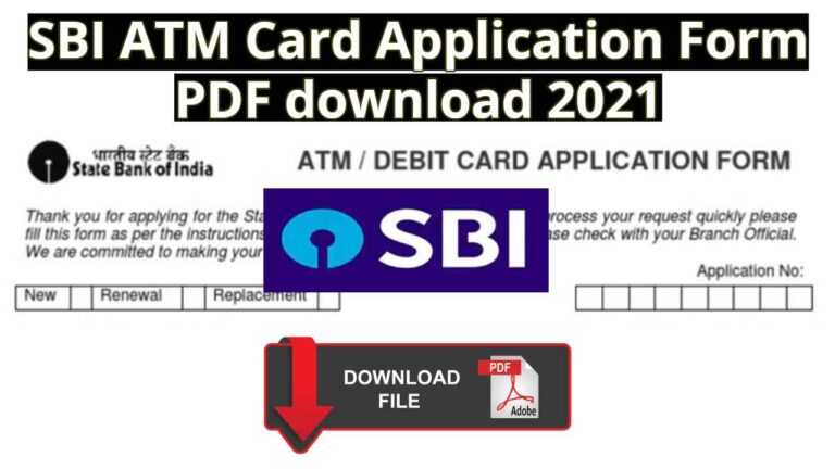 SBI ATM Card Application Form PDF download 2021