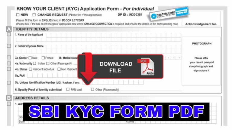 SBI KYC FORM PDF DOWNLOAD