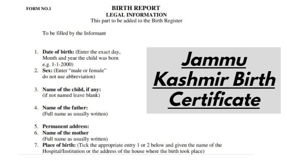 Jammu Kashmir Birth Certificate Form pdf