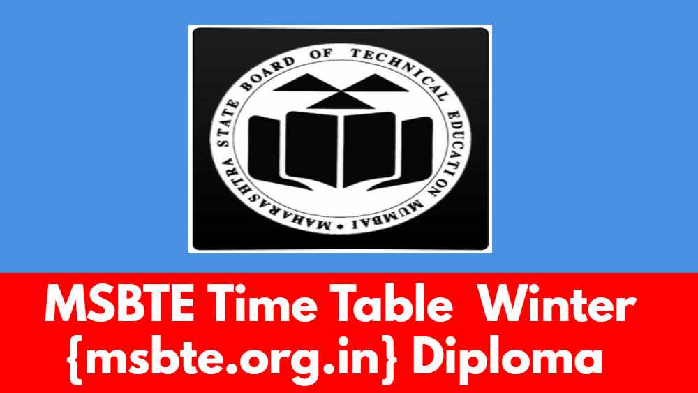 MSBTE Time table Winter 2023