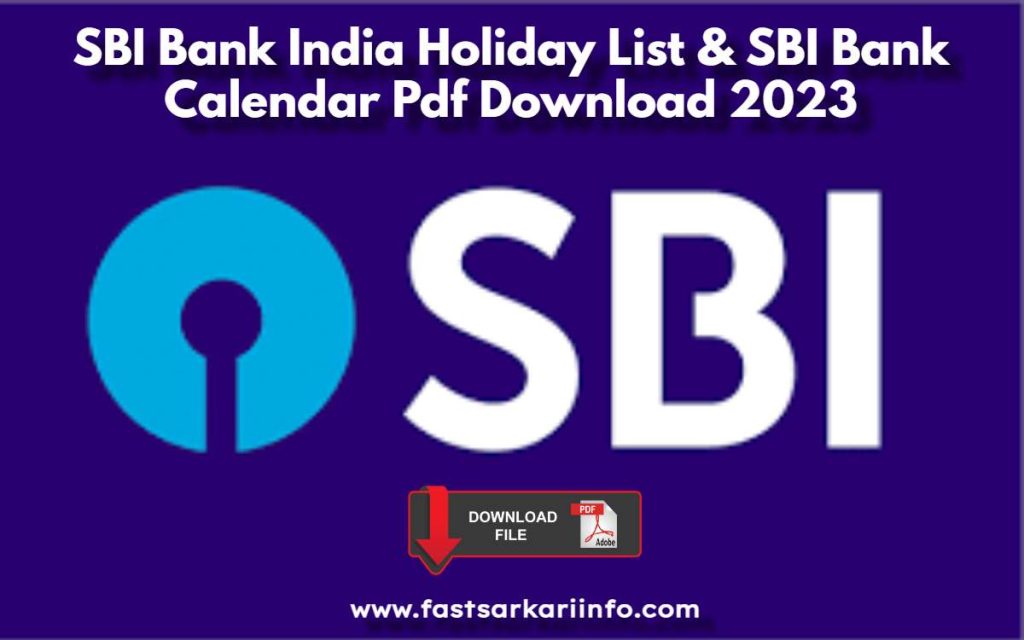 SBI Bank India Holiday List 2023 PDF SBI Bank Calendar 2023 PDF Check