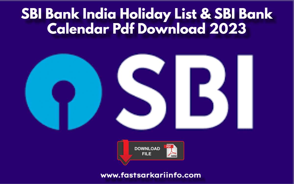 SBI Bank India Holiday List 2023 PDF SBI Bank Calendar 2023 PDF Check 